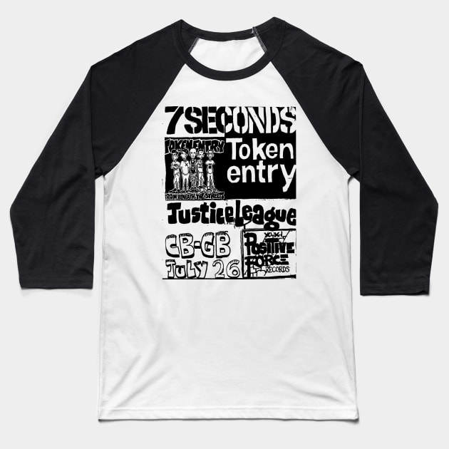 7 Seconds / Token Entry Hardcore Flyer Baseball T-Shirt by Punk Flyer Archive